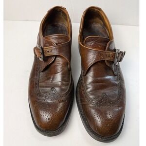 Essex Monk Strap Wingtip Dress Shoes Mens 11 D Brown Leather Vintage Heritage